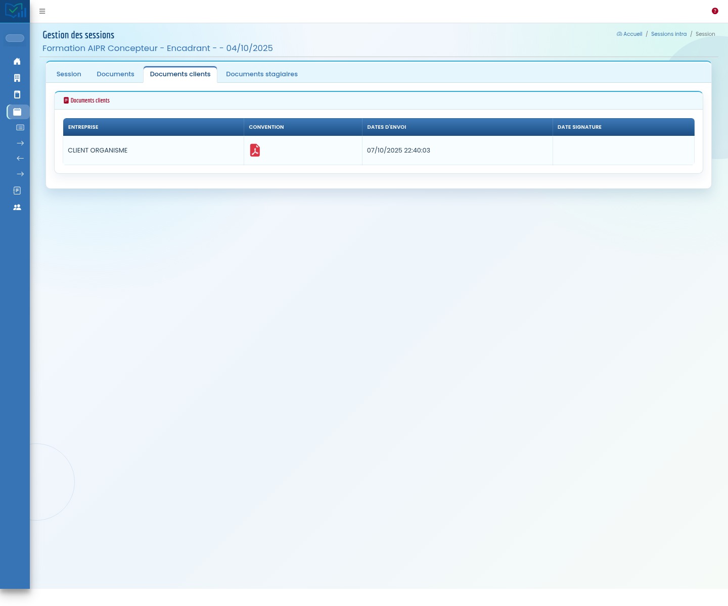 Documents clients espace client Formadmin