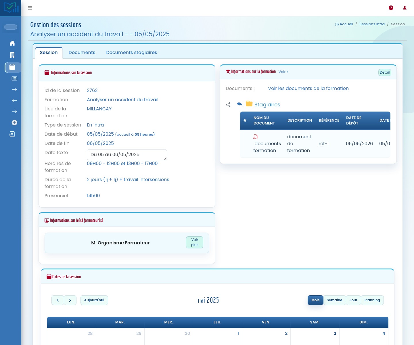 Documents de formation espace stagiaire Formadmin