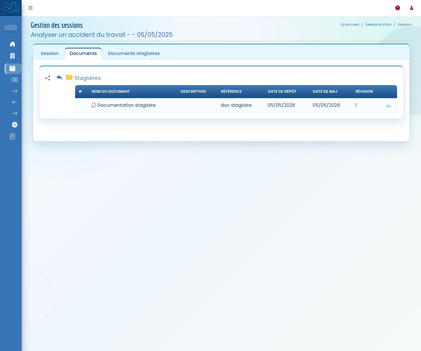 Documents de session espace stagiaire Formadmin